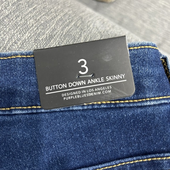 NWT Purple Blues Womens Size‎ 3 Button Down Ankle Skinny Jeans 555 Dark Blue - Picture 6 of 8